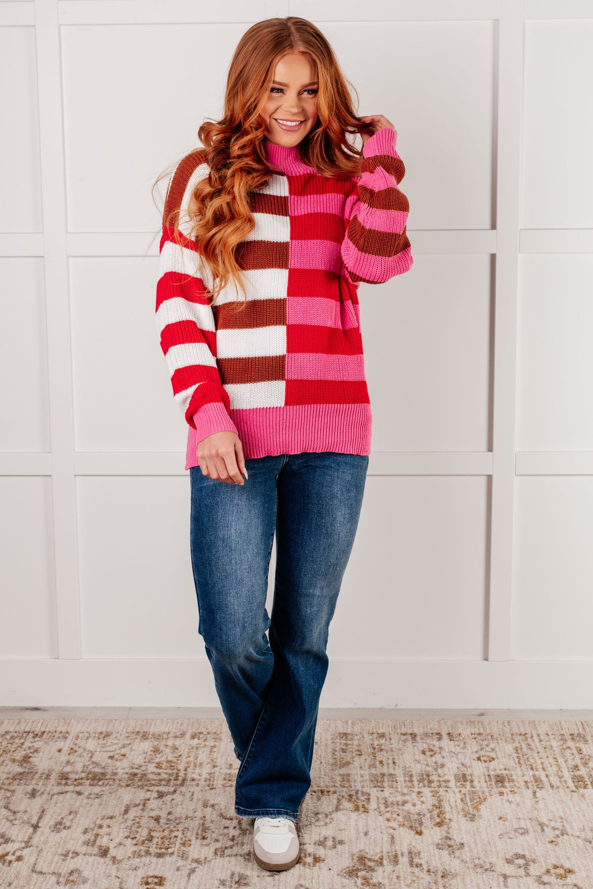 Hazel Blues® |  In Your Lane Color Blocked Stripe Sweater