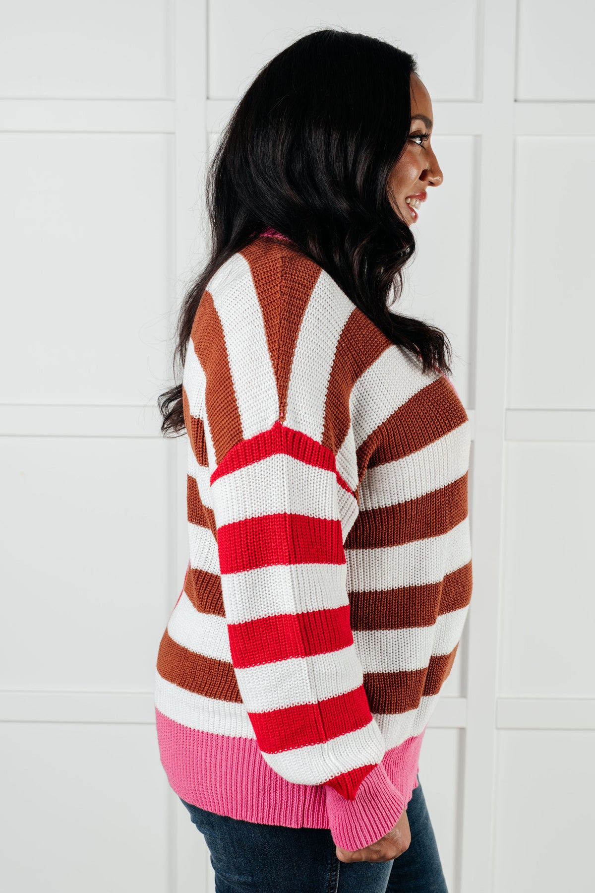 Hazel Blues® |  In Your Lane Color Blocked Stripe Sweater