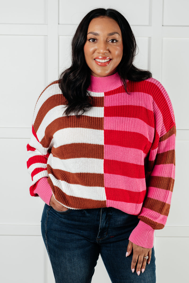 Hazel Blues® |  In Your Lane Color Blocked Stripe Sweater