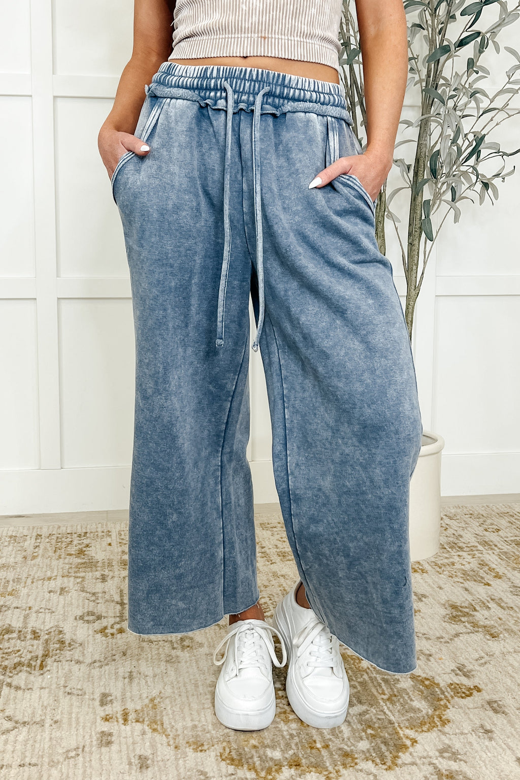 Hazel Blues® |  In or Out Wide Leg Cropped Pants Blue Grey