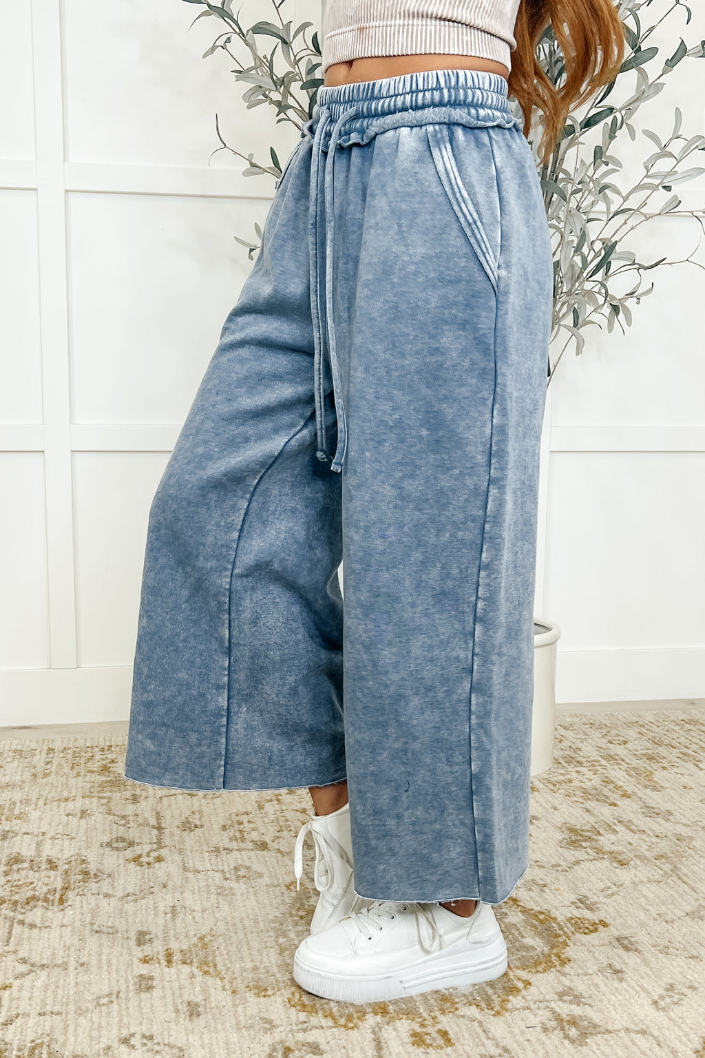 Hazel Blues® |  In or Out Wide Leg Cropped Pants Blue Grey