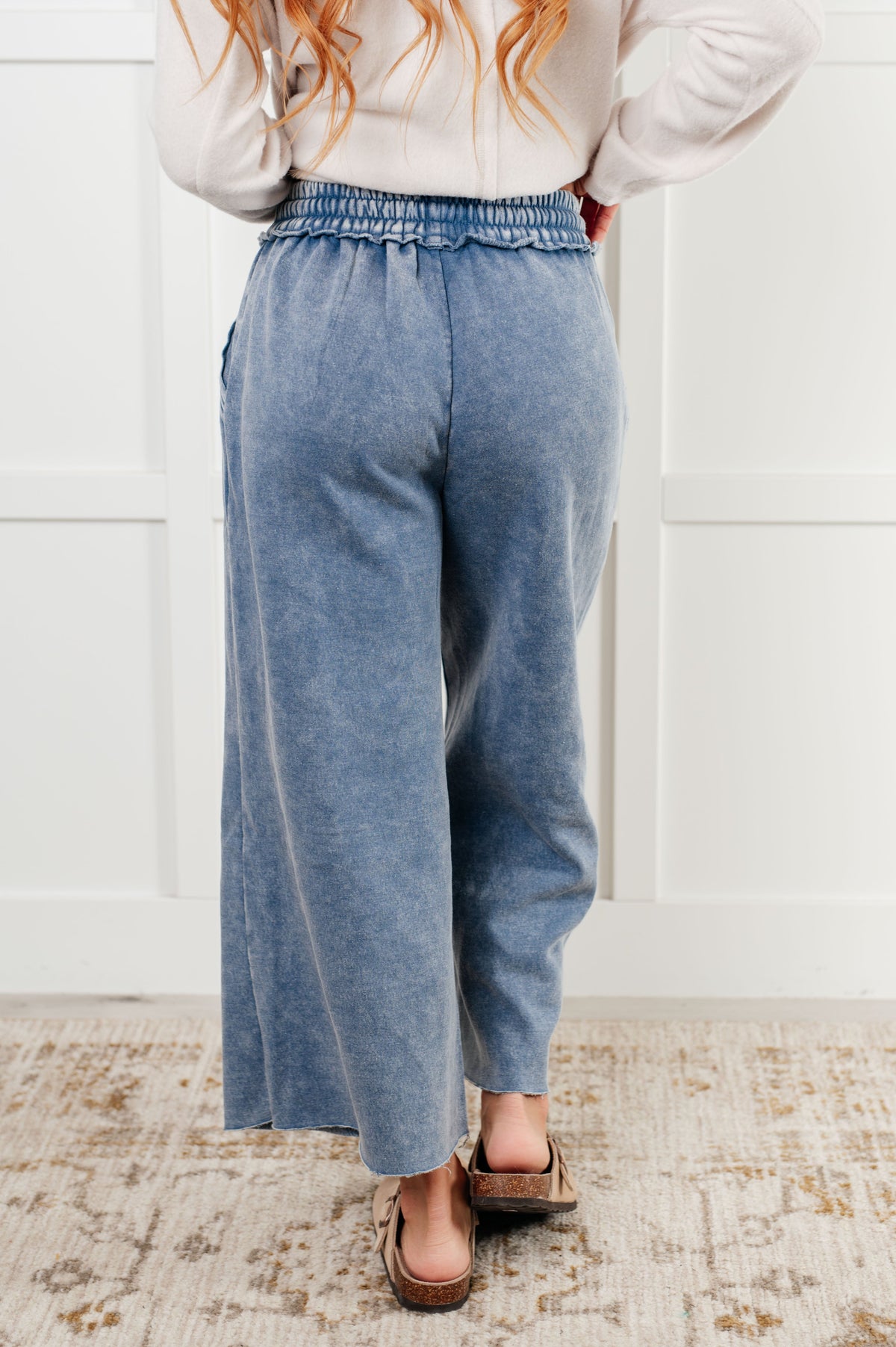 Hazel Blues® |  In or Out Wide Leg Cropped Pants in Dusty Blue