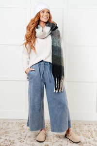 Hazel Blues® |  Wanderlust Wrap Oversized Plaid Fringe Scarf in Grey and Jade