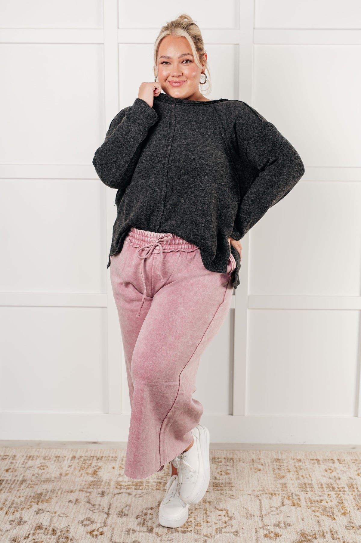 Hazel Blues® |  In or Out Wide Leg Cropped Pants in Light Rose