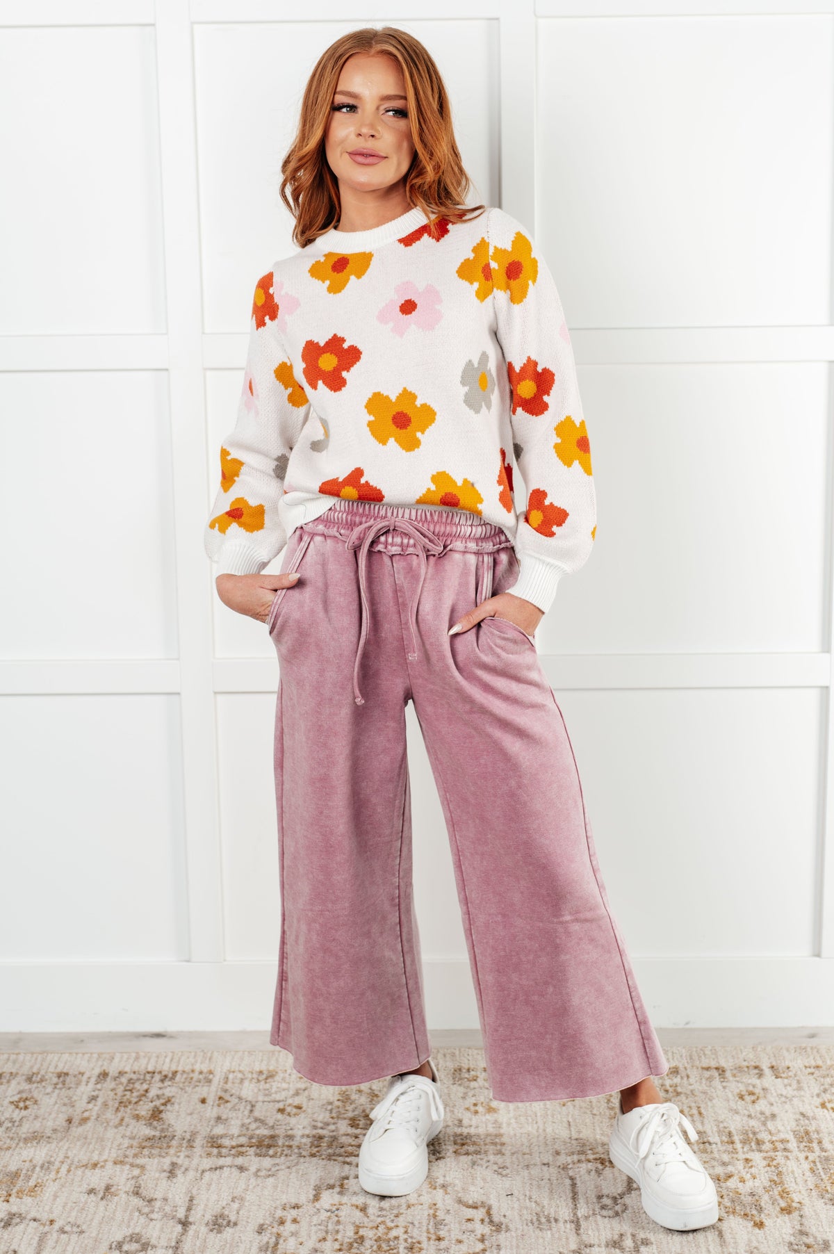 Hazel Blues® |  In or Out Wide Leg Cropped Pants in Light Rose