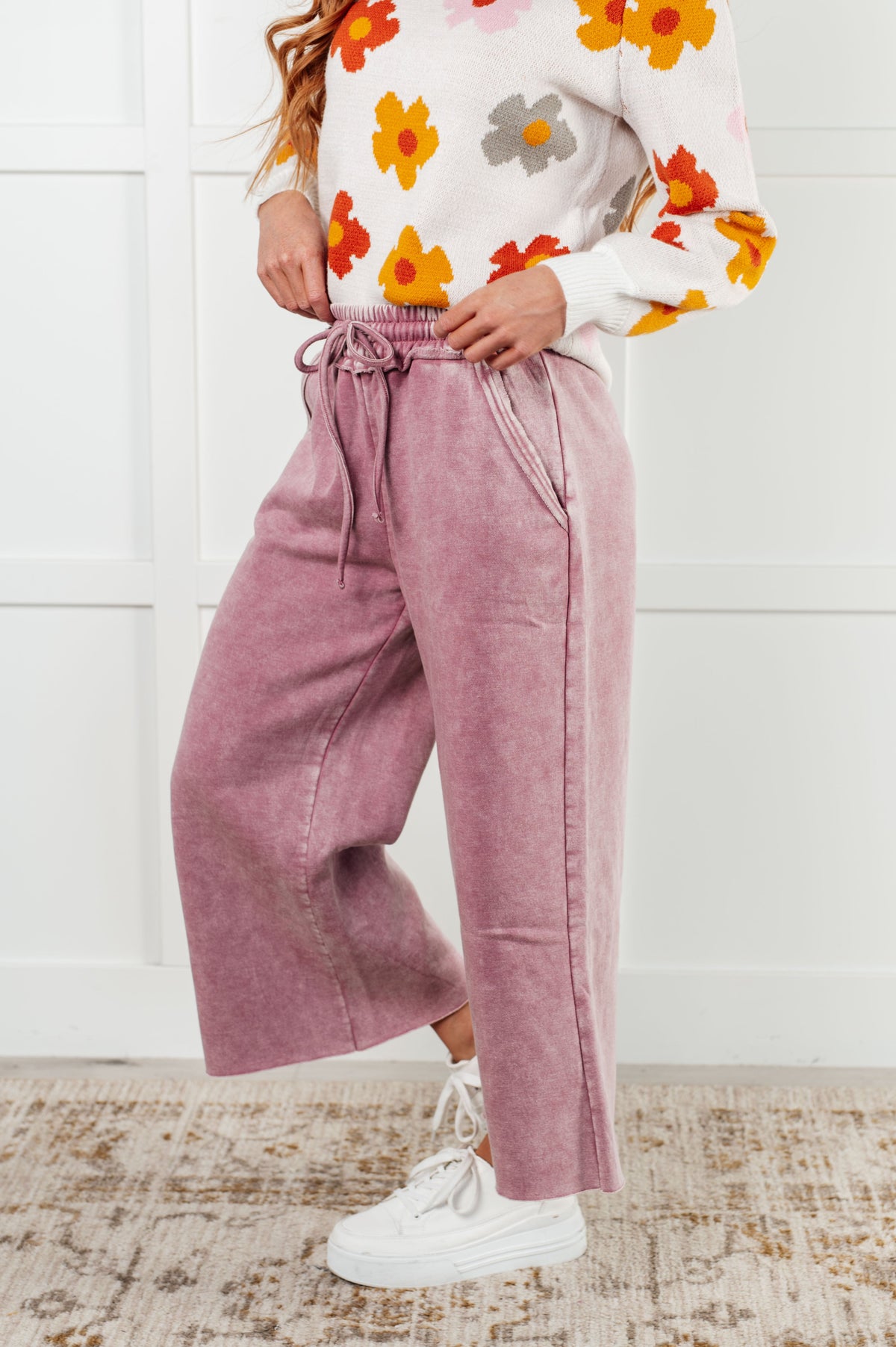 Hazel Blues® |  In or Out Wide Leg Cropped Pants in Light Rose