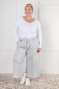 Hazel Blues® |  In or Out Wide Leg Cropped Pants in Light Grey