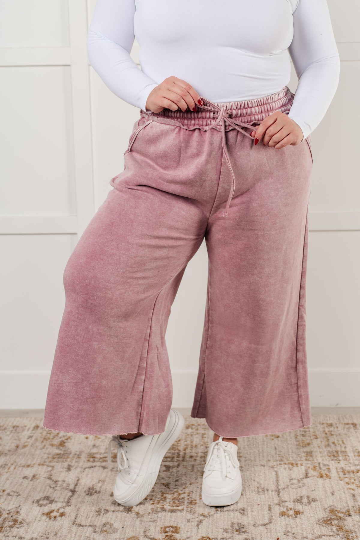 Hazel Blues® |  In or Out Wide Leg Cropped Pants in Light Rose