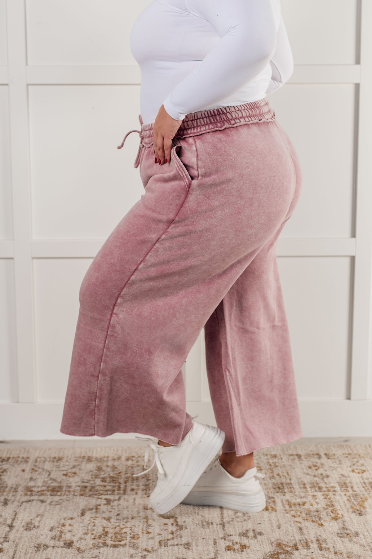 Hazel Blues® |  In or Out Wide Leg Cropped Pants in Light Rose