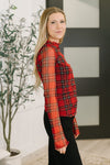 Hazel Blues® |  In the Present Plaid Mesh Layering Top in Red