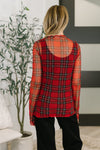 Hazel Blues® |  In the Present Plaid Mesh Layering Top in Red