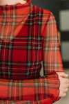 Hazel Blues® |  In the Present Plaid Mesh Layering Top in Red