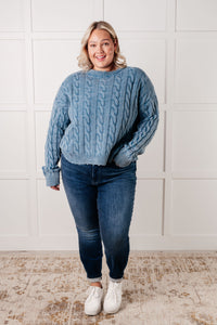 Hazel Blues® |  In the Right Direction Cable Knit Sweater