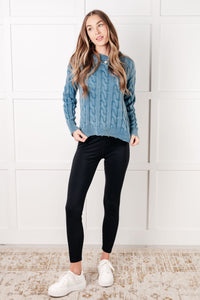 Hazel Blues® |  In the Right Direction Cable Knit Sweater