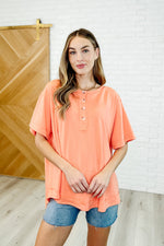 Hazel Blues® |  In the Rotation Exposed Seam Tee in Apricot Splash