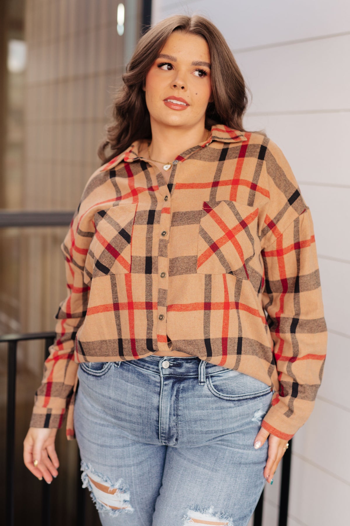 Hazel Blues® |  Is It Really Oversized Plaid Button Up