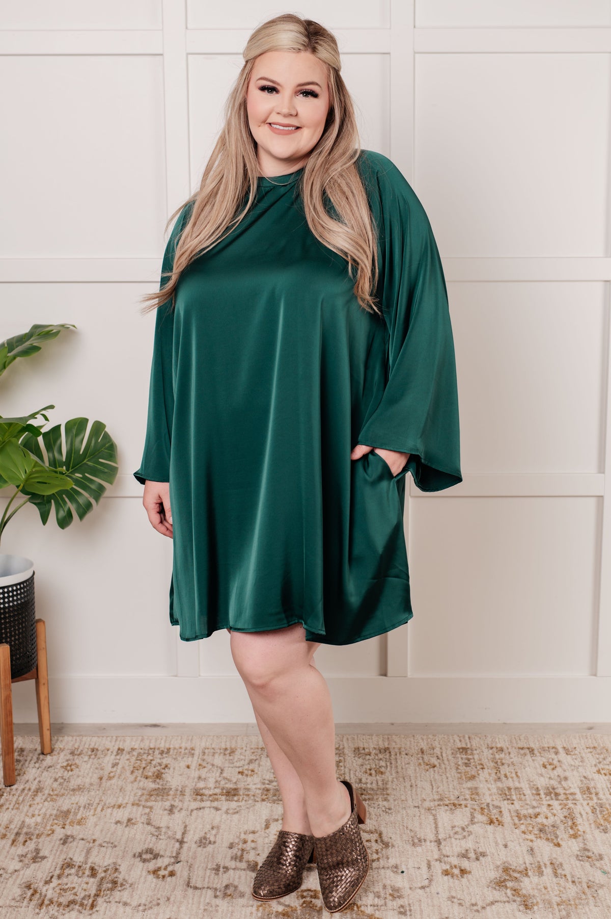 Hazel Blues® |  Isn't It Lovely Poly Satin Butterfly Sleeve Dress