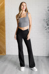 Hazel Blues® |  It's All About the Balance Twill Square Neck Crop Top in Titanium