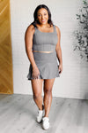Hazel Blues® |  It's All About the Balance Twill Square Neck Crop Top in Titanium