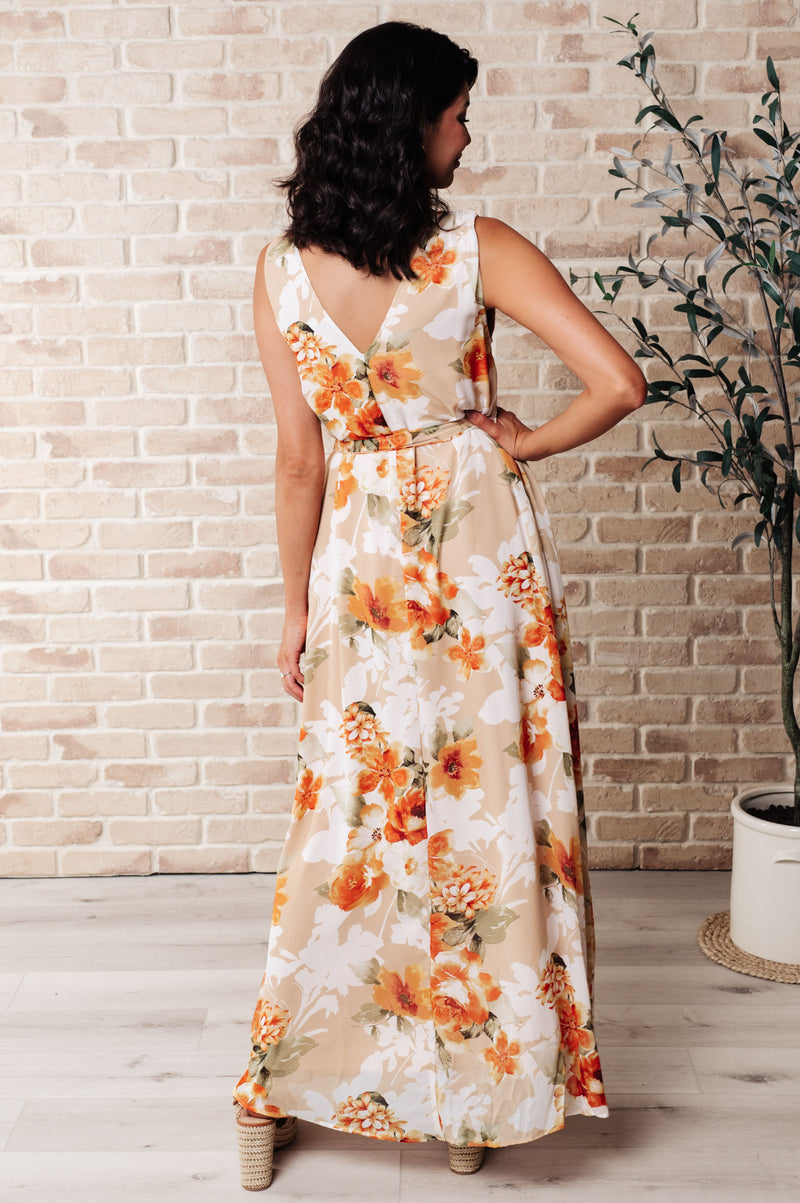 Hazel Blues® |  It's All Sunshine V-Neck Floral Dress in Orange