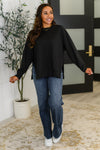 Hazel Blues® |  It's The Little Things Relaxed Scuba Pullover in Black