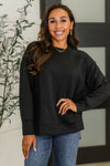 Hazel Blues® |  It's The Little Things Relaxed Scuba Pullover in Black