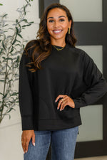 Hazel Blues® |  It's The Little Things Relaxed Scuba Pullover in Black