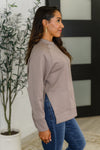 Hazel Blues® |  It's The Little Things Relaxed Scuba Pullover in Cocoa