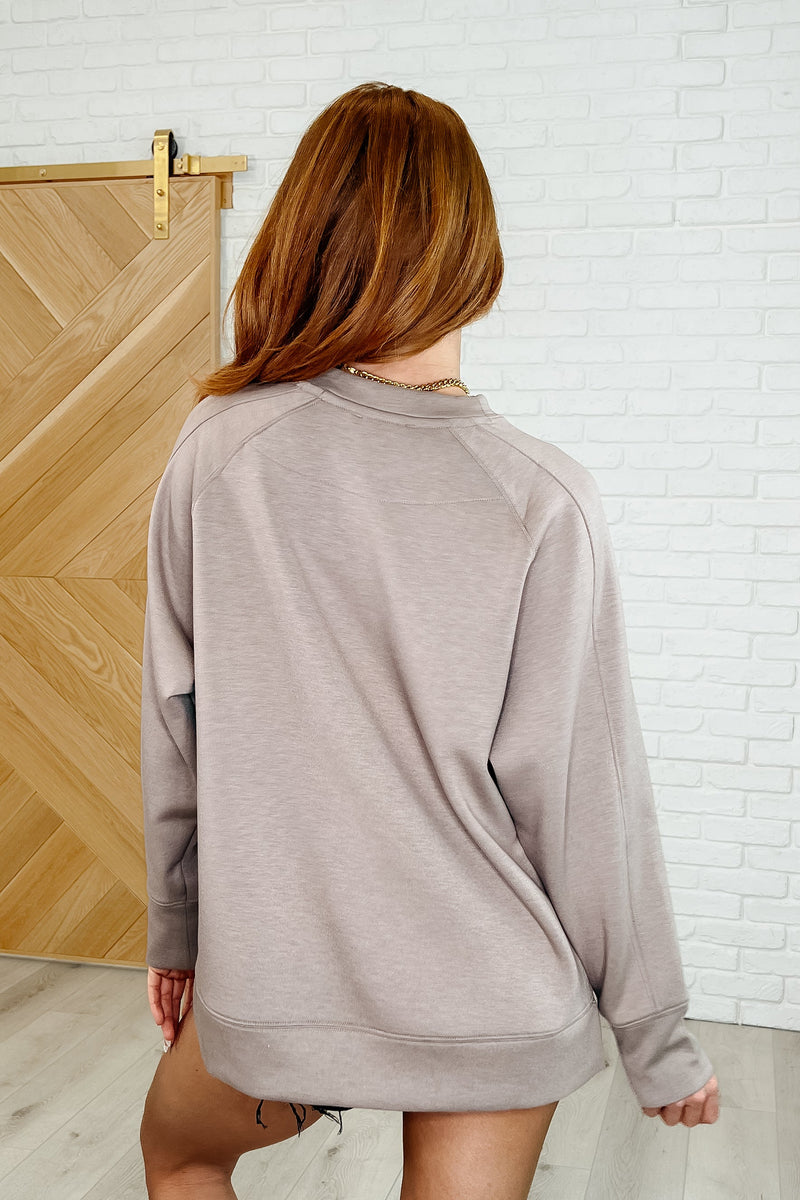 Hazel Blues® |  It's The Little Things Relaxed Scuba Pullover in Cocoa