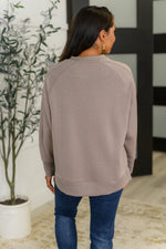 Hazel Blues® |  It's The Little Things Relaxed Scuba Pullover in Cocoa