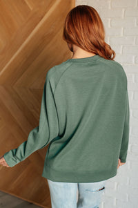 Hazel Blues® |  It's The Little Things Relaxed Scuba Pullover in Dark Forest