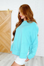 Hazel Blues® |  It's The Little Things Relaxed Scuba Pullover in Mint Sky