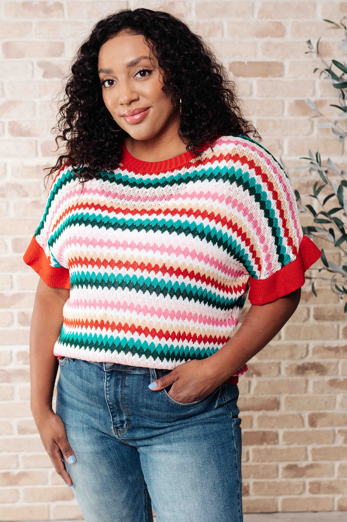 Hazel Blues® |  It's a Go Striped Knit Top