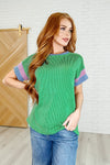Hazel Blues® |  It's an Ego Thing Cable Ribbed Knit Top in Kelly Green