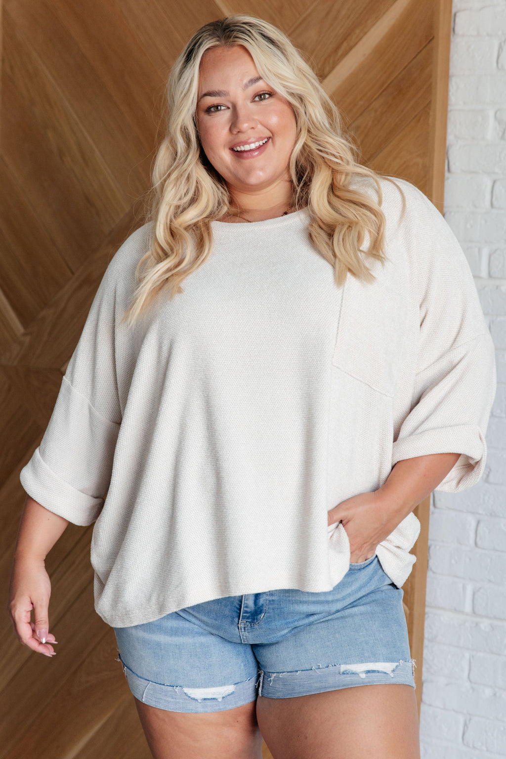 Hazel Blues® |  Ivory Thoughts Chenille Blouse