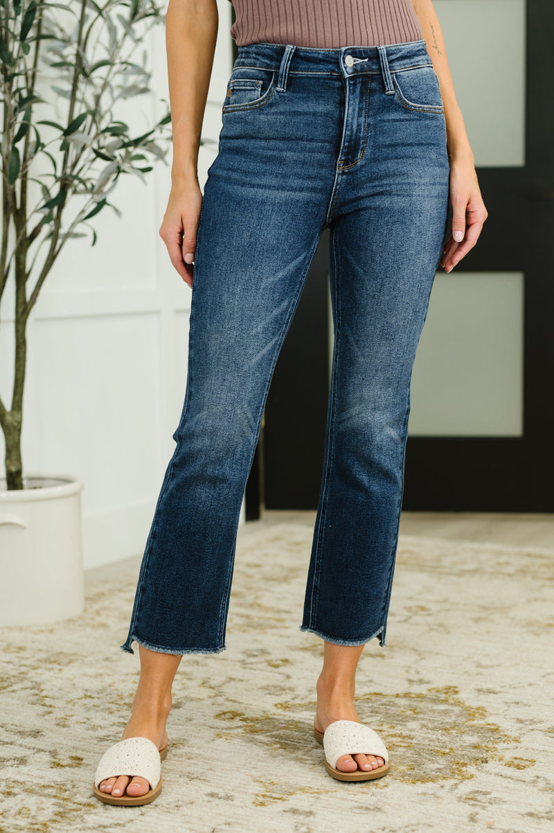 Hazel Blues® |  Nova High Waist Dark Wash Kick Flare