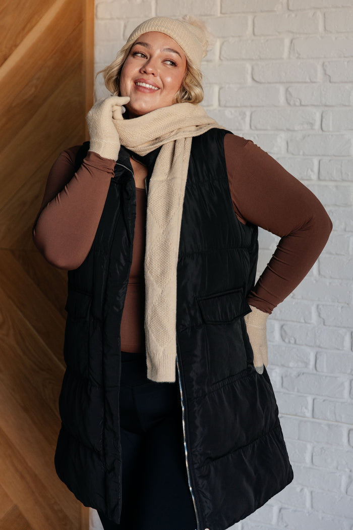 Hazel Blues® |  Jane Frost Beanie, Glove, and Scarf Set in Beige