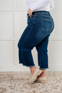 Hazel Blues® |  Janice High Rise Button Fly Wide Leg Crop Jeans