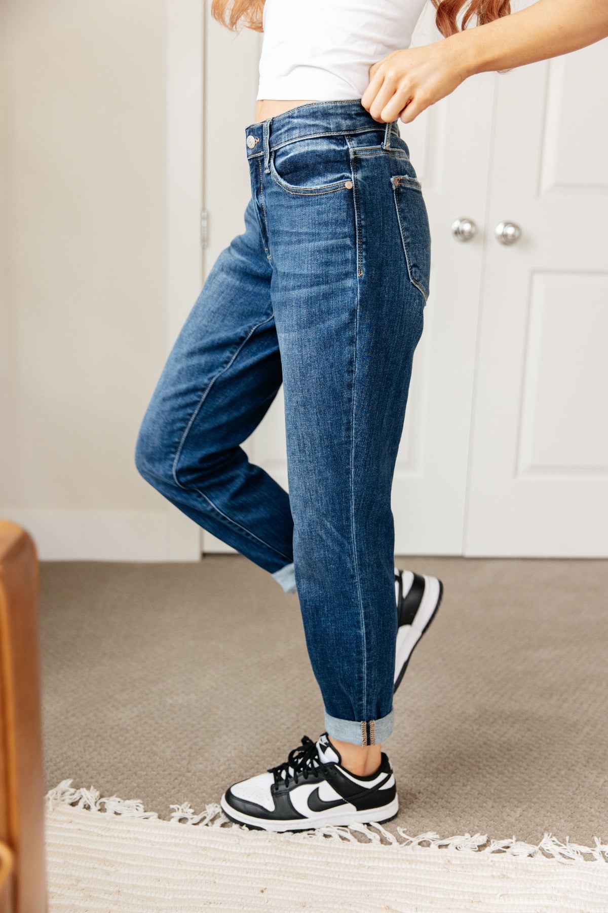 Hazel Blues® |  London Midrise Cuffed Boyfriend Jeans