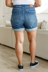 Hazel Blues® |  Jessica High Rise Control Top Vintage Wash Cuffed Shorts