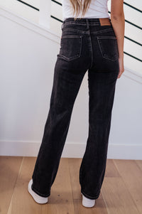 Hazel Blues® |  Joan High Rise Control Top Straight Jeans in Washed Black