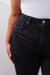 Hazel Blues® |  Joan High Rise Control Top Straight Jeans in Washed Black