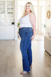 Hazel Blues® |  Josephine Mid Rise Raw Hem Bootcut Jeans