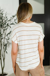 Hazel Blues® |  Jump Into It Textured Knit Top in Mocha Stripe
