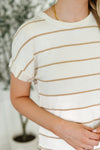 Hazel Blues® |  Jump Into It Textured Knit Top in Mocha Stripe