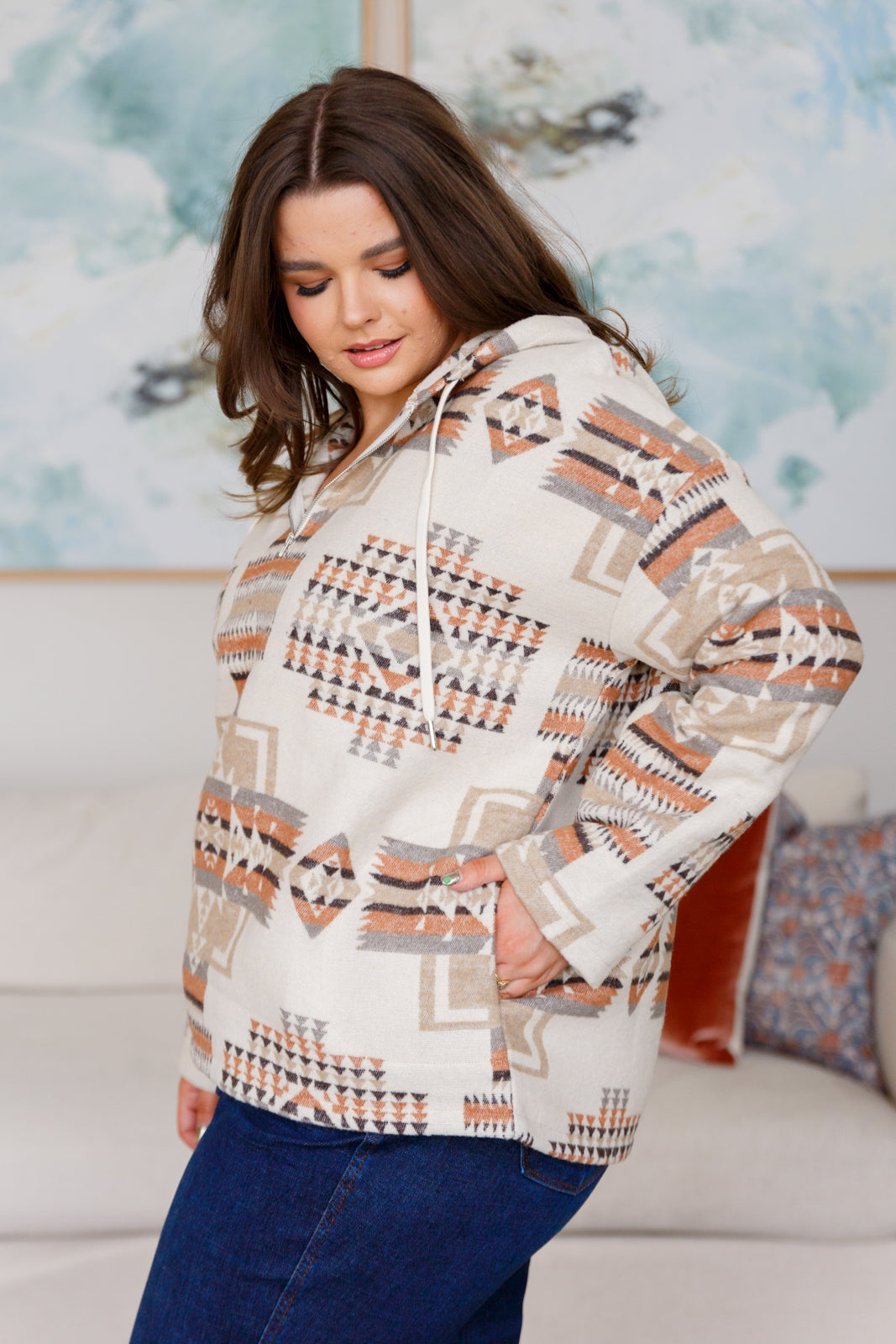 Hazel Blues® |  Just Going For It Aztec Hoodie