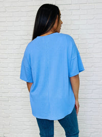 Hazel Blues® |  Just a Casual Girly V-Neck Basic Tee in Periwinkle Blue