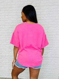 Hazel Blues® |  Just a Casual Girly V-Neck Basic Tee in Pink Paradise