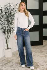 Karla High Waist Column Straight Button-Fly & Back Welt Pkts