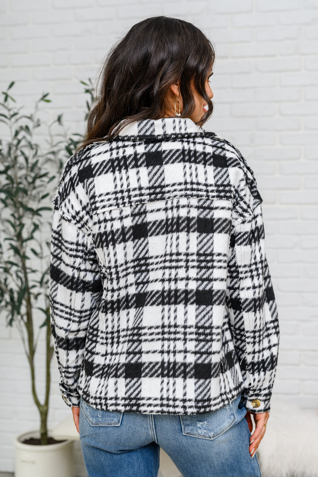 Hazel Blues® |  Kate Plaid Jacket in Black & White